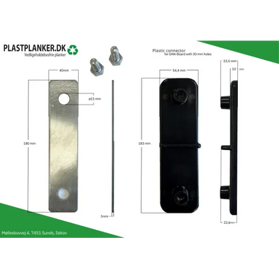 Plast connector til køreplader - Plastplanker - - køreplade tilbehør
