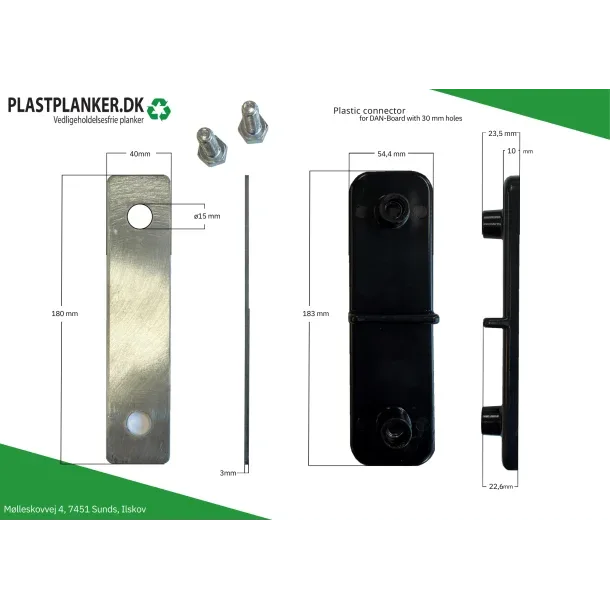 Plast connector til køreplader - Plastplanker - - køreplade tilbehør