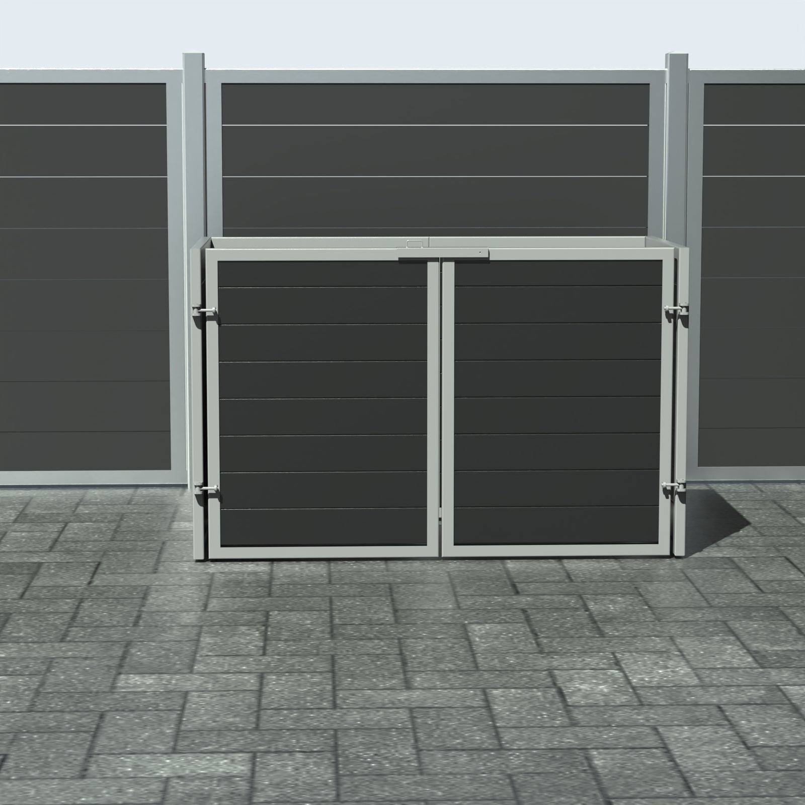 Skraldespandsskjuler - Dobbelt med låge - Sort