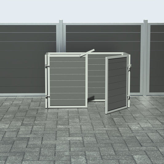 Papperskorgskydd - Dubbel med dörr - Askgrå