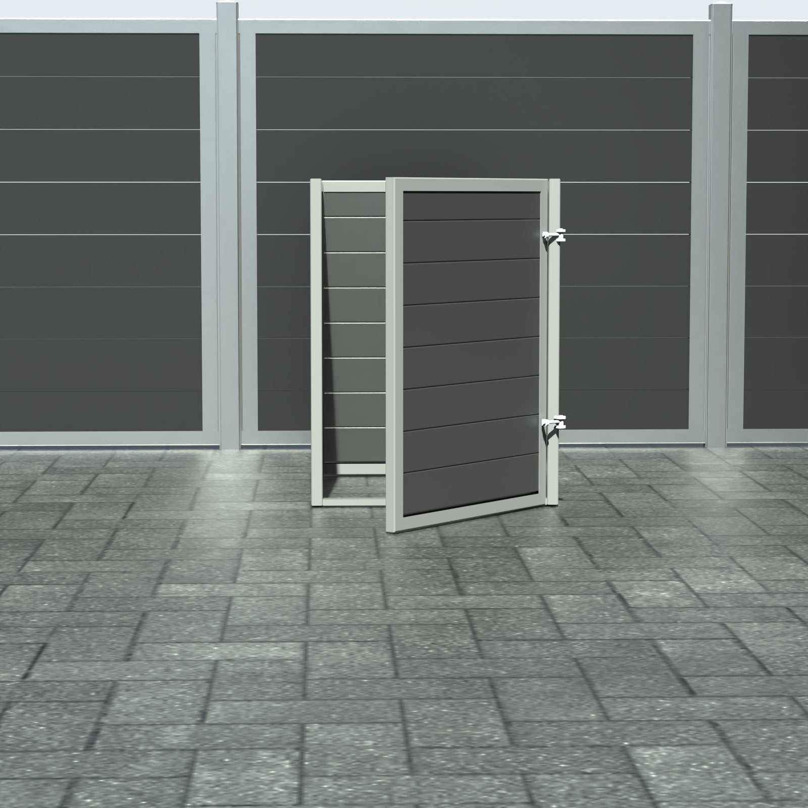 Skraldespandsskjuler - Single med låge - Aske grå