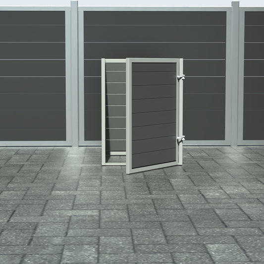 Skraldespandsskjuler - Single med låge - Aske grå