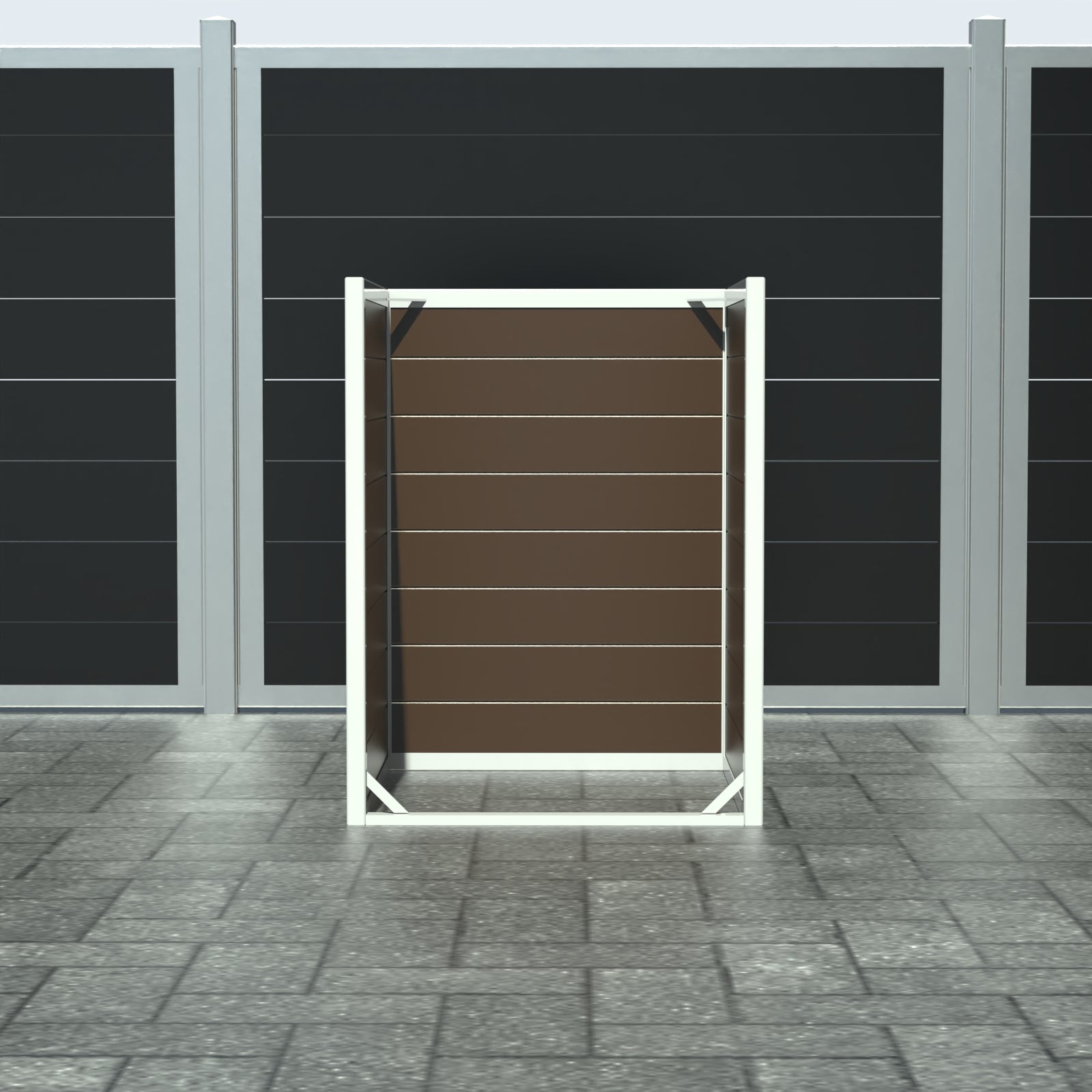 Skraldespandsskjuler - Single uden låge - Brun