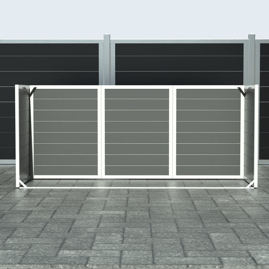 Skraldespandsskjuler - Triple uden låge - Aske grå