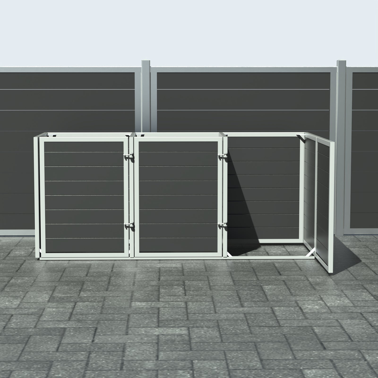 Papperskorgskydd - Trippel med dörr - Svart