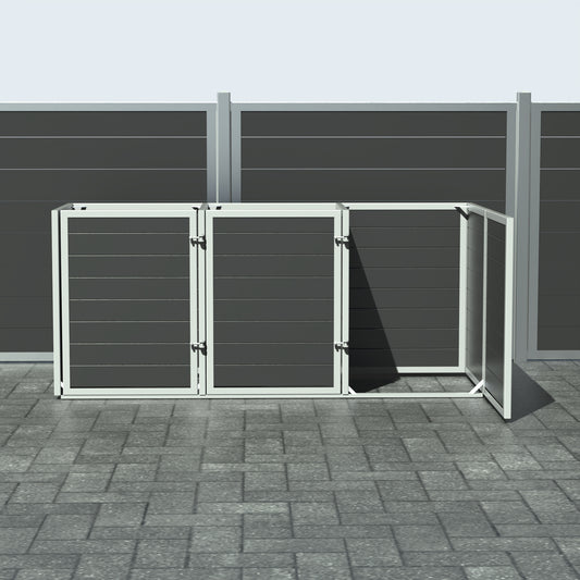 Skraldespandsskjuler - Triple med låge - Sort