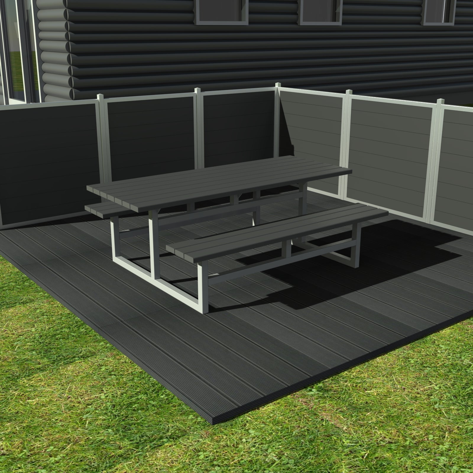 Vedligeholdelsesfrit bord bænkesæt uden ryglæn samt genbrugsplastplanker (handicapvenlig)