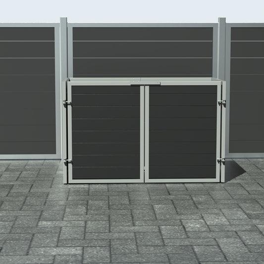 Skraldespandsskjuler - Dobbelt med låge - Sort