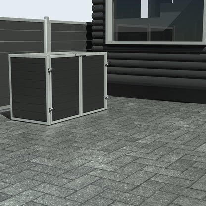 Skraldespandsskjuler - Dobbelt med låge - Sort