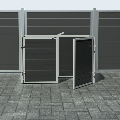 Skraldespandsskjuler - Dobbelt med låge - Sort