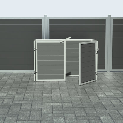 Skraldespandsskjuler - Dobbelt med låge - Aske grå