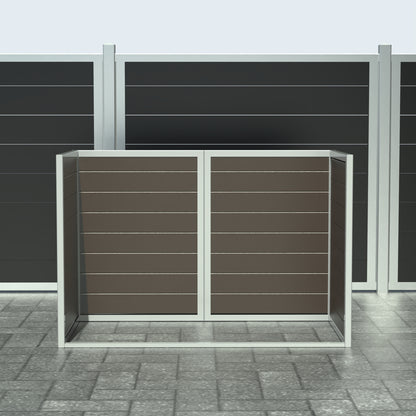 Skraldespandsskjuler - Dobbelt uden låge - Brun