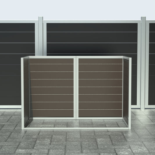 Skraldespandsskjuler - Dobbelt uden låge - Brun