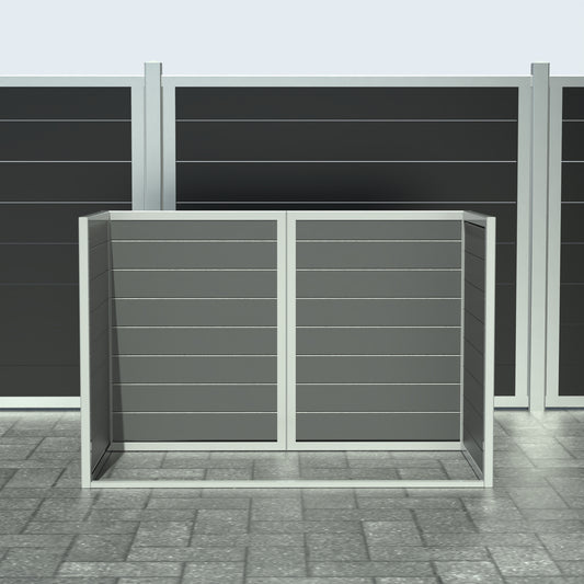 Skraldespandsskjuler - Dobbelt uden låge - Aske grå