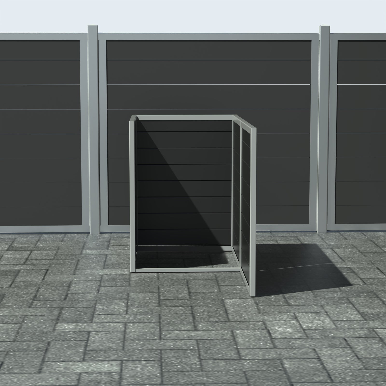 Skraldespandsskjuler - Single med låge - Sort