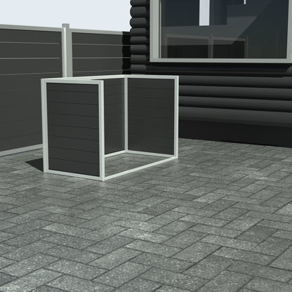 Skraldespandsskjuler - Dobbelt uden låge - Sort