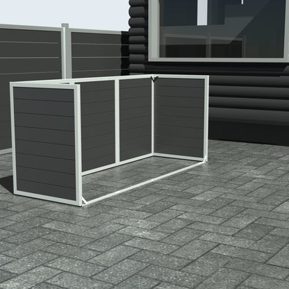 Skraldespandsskjuler - Triple uden låge - Sort