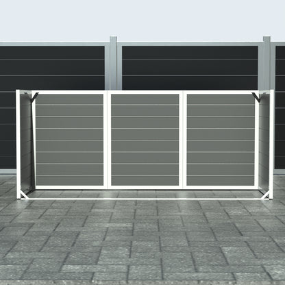 Skraldespandsskjuler - Triple uden låge - Aske grå