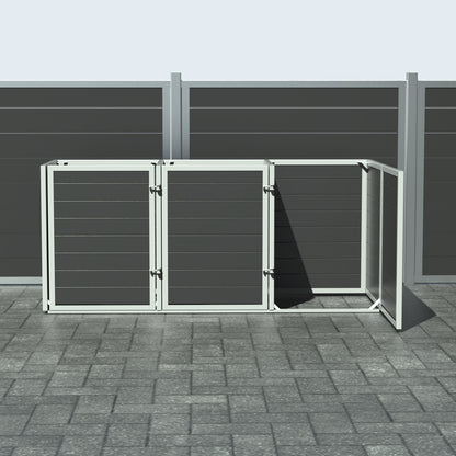 Skraldespandsskjuler - Triple med låge - Sort