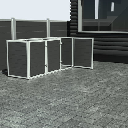 Skraldespandsskjuler - Triple med låge - Sort