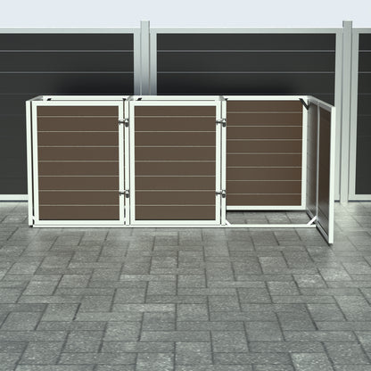 Skraldespandsskjuler - Triple med låge - Brun