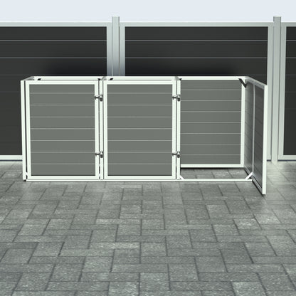 Skraldespandsskjuler - Triple med låge - Grå