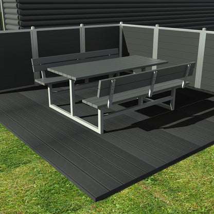Vedligeholdelsesfrit bord bænkesæt med ryglæn samt genbrugsplastplanker