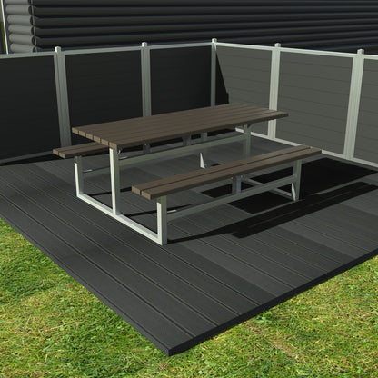 Vedligeholdelsesfrit bord bænkesæt uden ryglæn samt genbrugsplastplanker