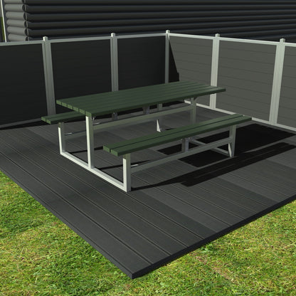 Vedligeholdelsesfrit bord bænkesæt uden ryglæn samt genbrugsplastplanker