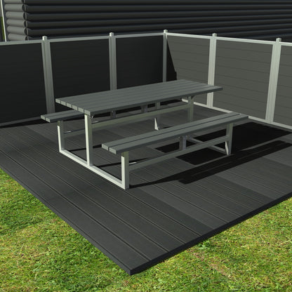 Vedligeholdelsesfrit bord bænkesæt uden ryglæn samt genbrugsplastplanker