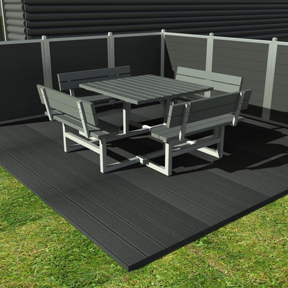 Kvadratisk bord bænkesæt med ryglæn - Vedligeholdelsesfrie genbrugsplastplanker