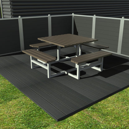 Kvadratisk bord bænkesæt uden ryglæn - Vedligeholdelsesfrie genbrugsplastplanker