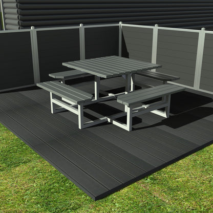 Kvadratisk bord bænkesæt uden ryglæn - Vedligeholdelsesfrie genbrugsplastplanker