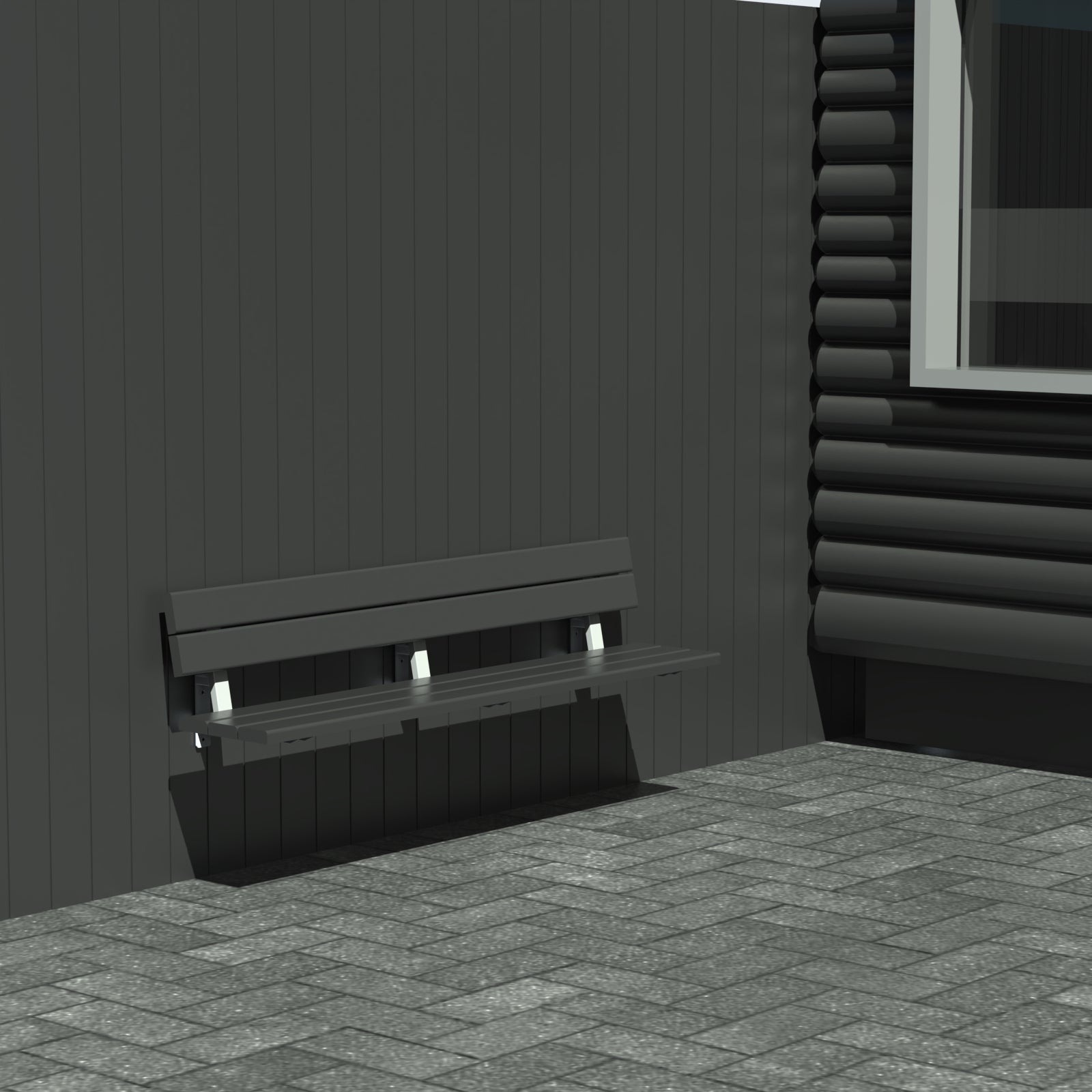 Bænk - Væghængt med ryglæn