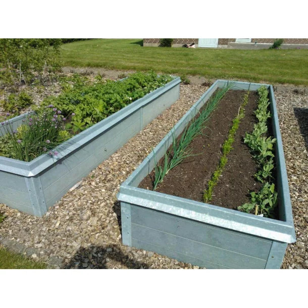 Højbed Classic med sneglekant - Grå - Plastplanker -  - Højbede