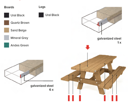 Bord/bænke sæt - Oslo Family (til nedgravning/blød jord)