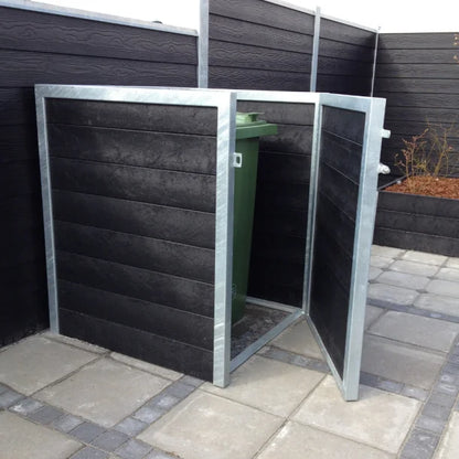 Skraldespandsskjuler - Single uden låge - Brun