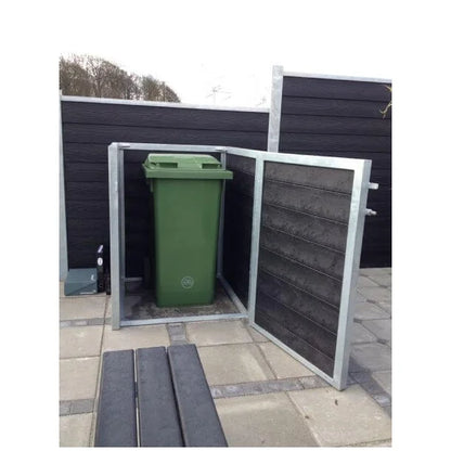 Skraldespandsskjuler - Single uden låge - Brun