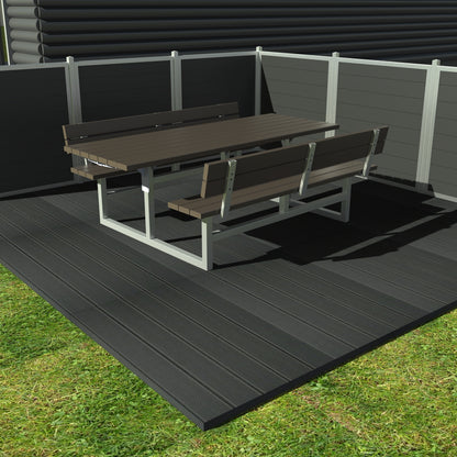 Vedligeholdelsesfrit bord bænkesæt med ryglæn samt genbrugsplastplanker (Handicapvenligt)