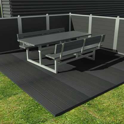 Vedligeholdelsesfrit bord bænkesæt med ryglæn samt genbrugsplastplanker (Handicapvenligt)