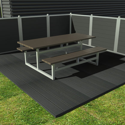 Vedligeholdelsesfrit bord bænkesæt uden ryglæn samt genbrugsplastplanker (handicapvenlig)