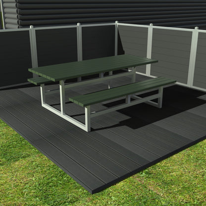 Vedligeholdelsesfrit bord bænkesæt uden ryglæn samt genbrugsplastplanker (handicapvenlig)