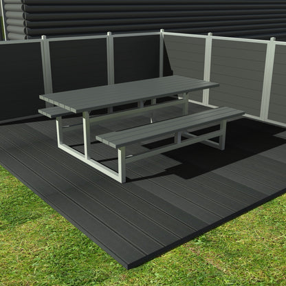 Vedligeholdelsesfrit bord bænkesæt uden ryglæn samt genbrugsplastplanker (handicapvenlig)