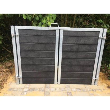 Skraldespandsskjuler - Dobbelt med låge - Brun