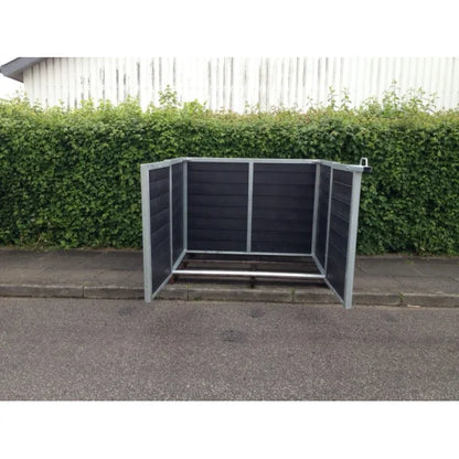 Skraldespandsskjuler - Dobbelt med låge - Brun