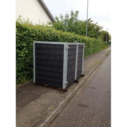 Skraldespandsskjuler - Dobbelt med låge - Brun