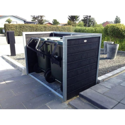 Skraldespandsskjuler - Dobbelt uden låge - Grå