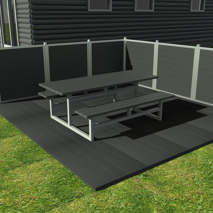 Vedligeholdelsesfrit bord bænkesæt uden ryglæn samt genbrugsplastplanker (handicapvenlig)