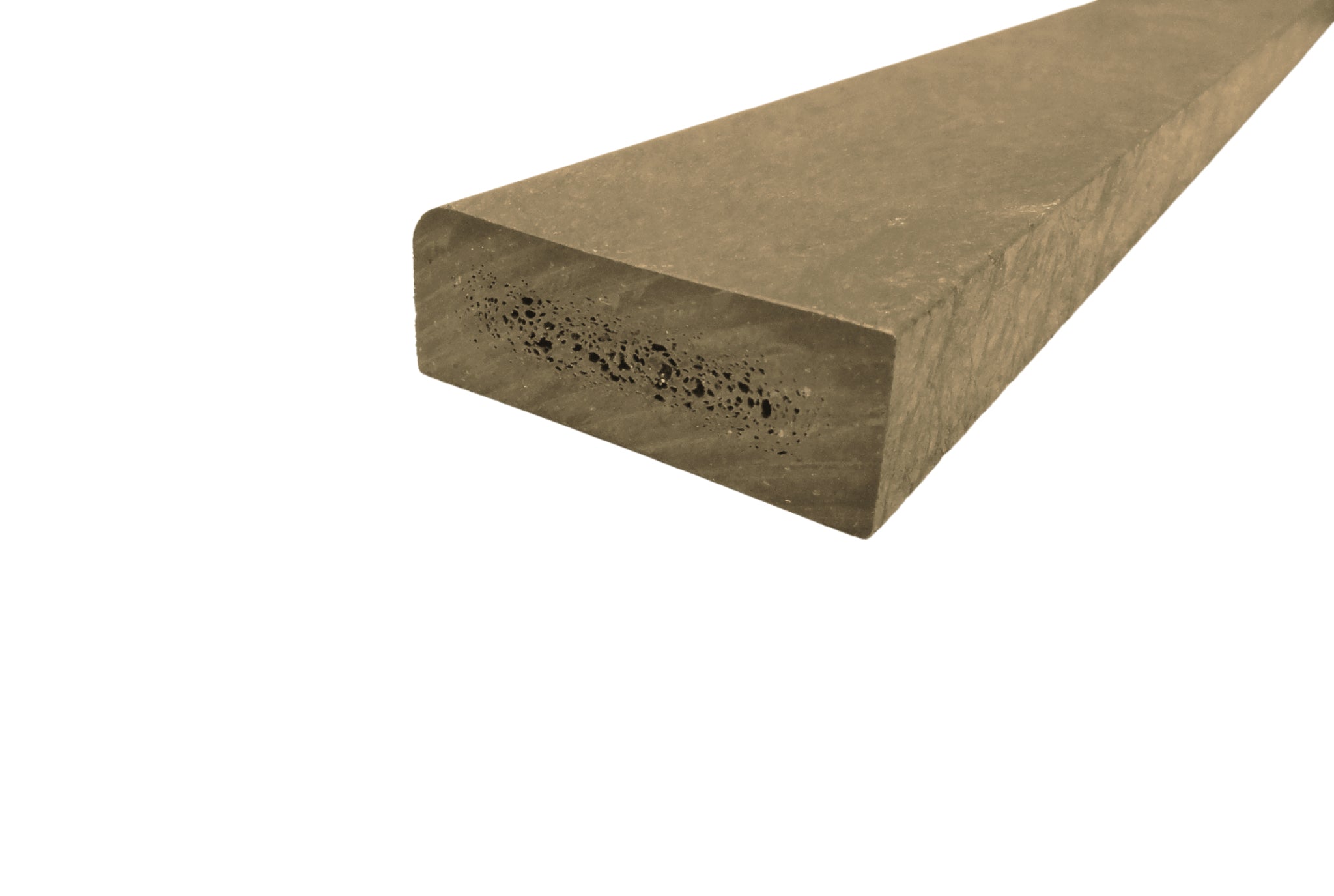 Plastplanke med 1 Afrundet Kant - Beige