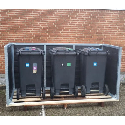 Skraldespandsskjuler - Triple uden låge - Sort